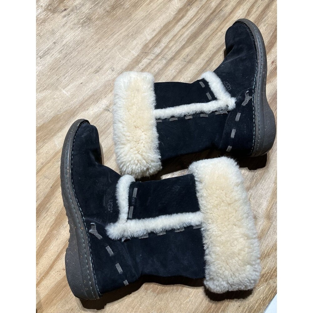 UGG Australia 5674 ELIJO Black Suede Shearling Boots US Women 8